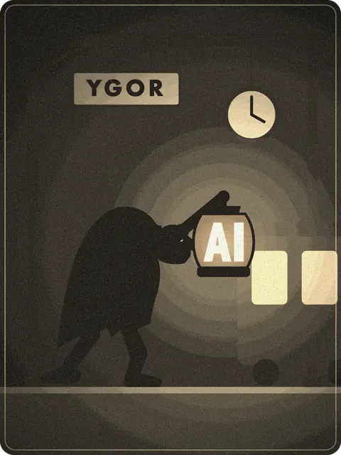 Ygor raises his lantern in greeting on a night platform at the Ygor station.
